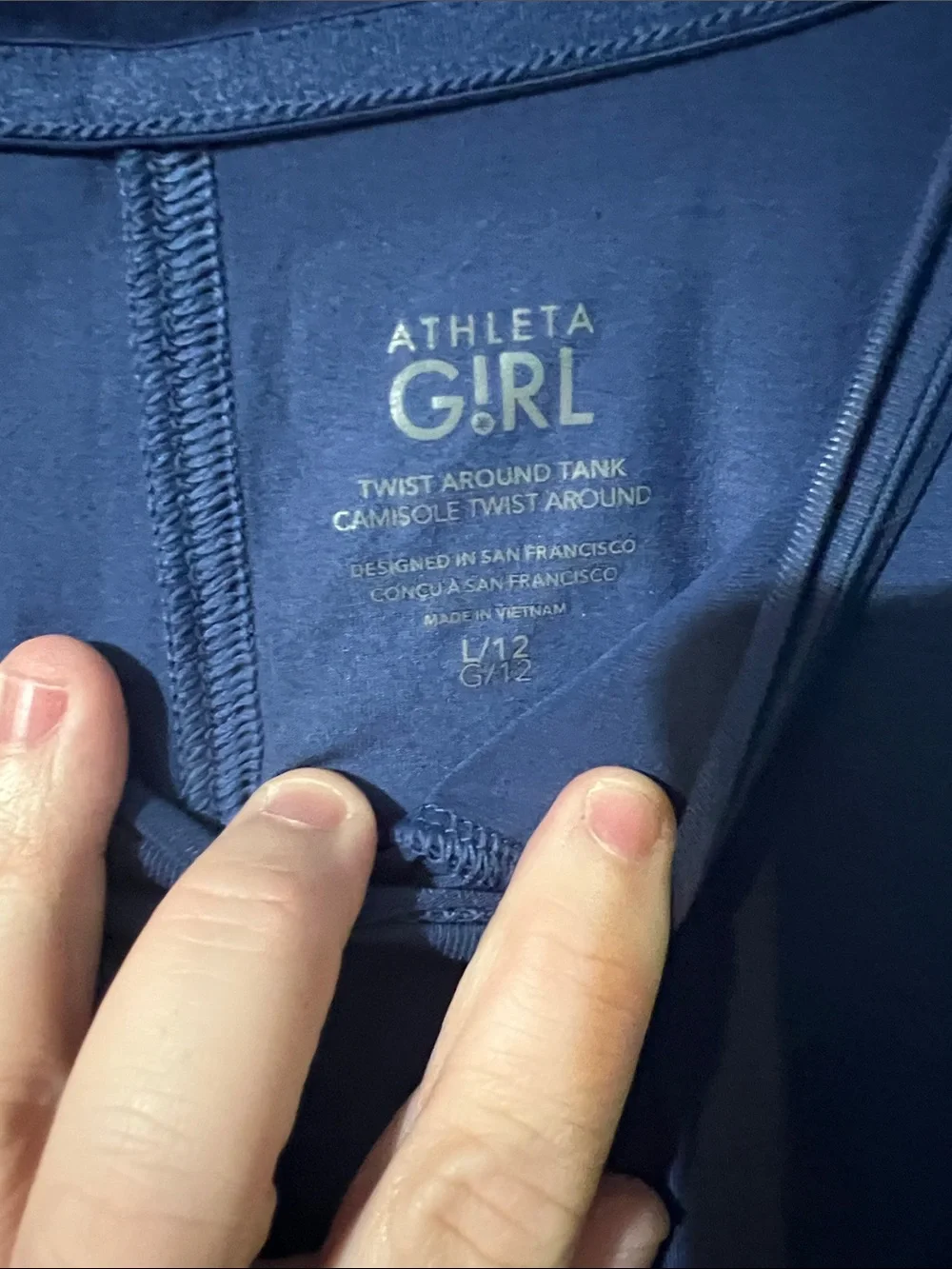 Athleta Girls Deep Blue Twist-Front Athletic Tank